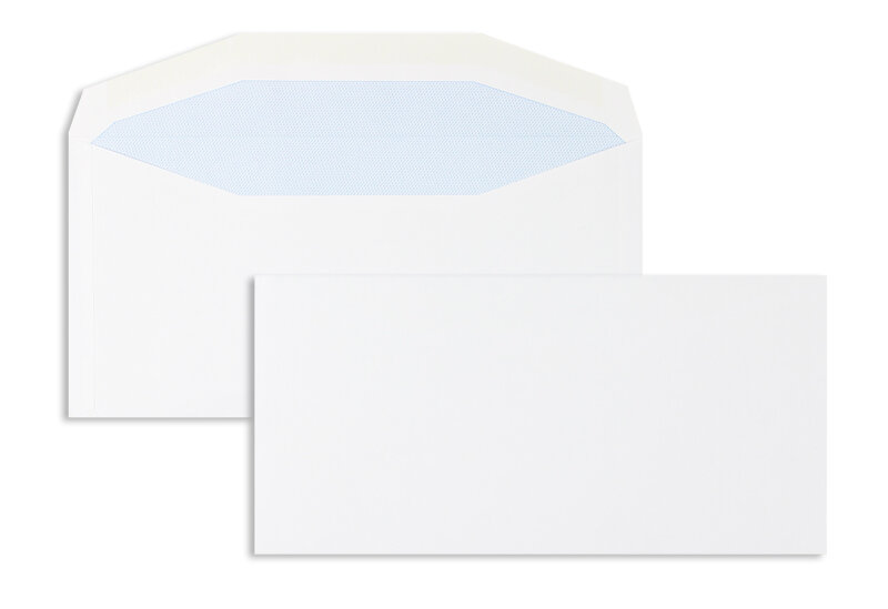 enveloppe de mise sous pli blanc 114 x 235 mm | 90 g/qm offset | sans fenêtre | fermeture gommée | rabat trapézoïdal | 1000 pièces