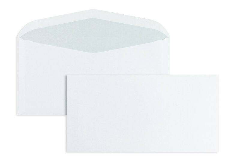 enveloppe de mise sous pli blanc 120 x 235 mm | 75 g/m² offset | sans fenêtre | fermeture gommée | rabat arrondi | 1000 pièces