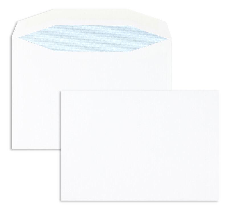 enveloppe de mise sous pli blanc 155 x 220 mm | 80 g/m² offset | sans fenêtre | fermeture gommée | rabat trapézoïdal | 500 pièces