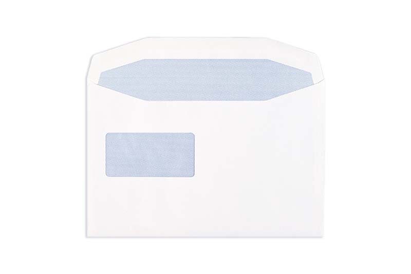 enveloppe de mise sous pli blanc 162 x 238 mm | 100 g/m² offset | avec fenêtre | fermeture gommée | rabat trapézoïdal | 500 pièces