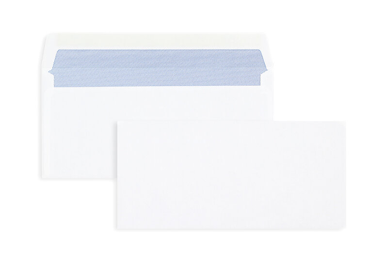 enveloppes blanc 102 x 216 mm | 80 g/m² offset | sans fenêtre | fermeture gommée | rabat droit | 1000 pièces