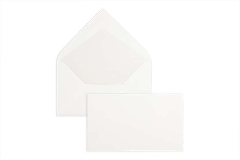enveloppes blanc 120 x 202 mm | 110 g/m² offset | sans fenêtre | fermeture gommée | rabat pointu | 100 pièces