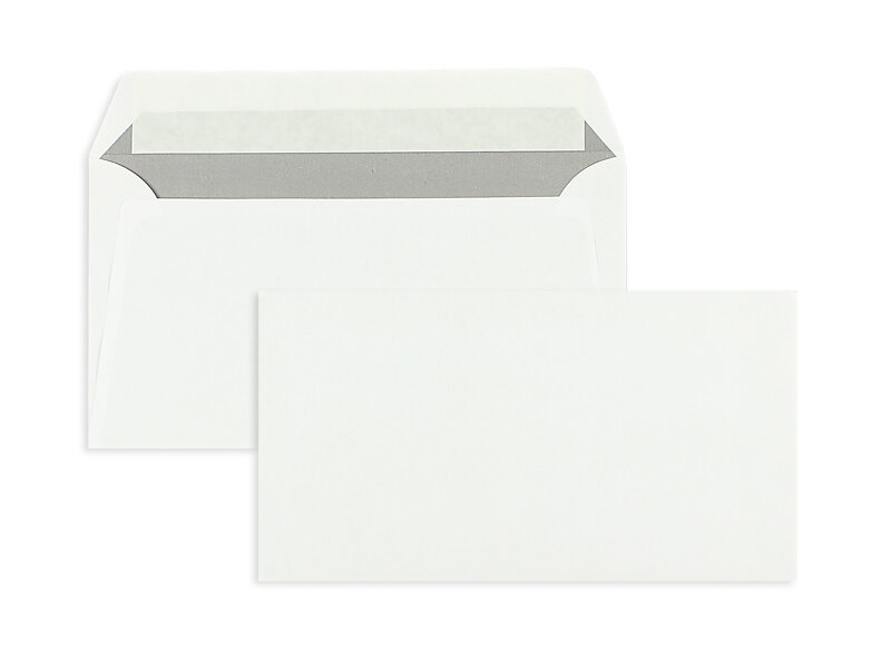 enveloppes blanc 130 x 240 mm | 85 g/m² offset | sans fenêtre | fermeture adhésive | rabat droit | 100 pièces