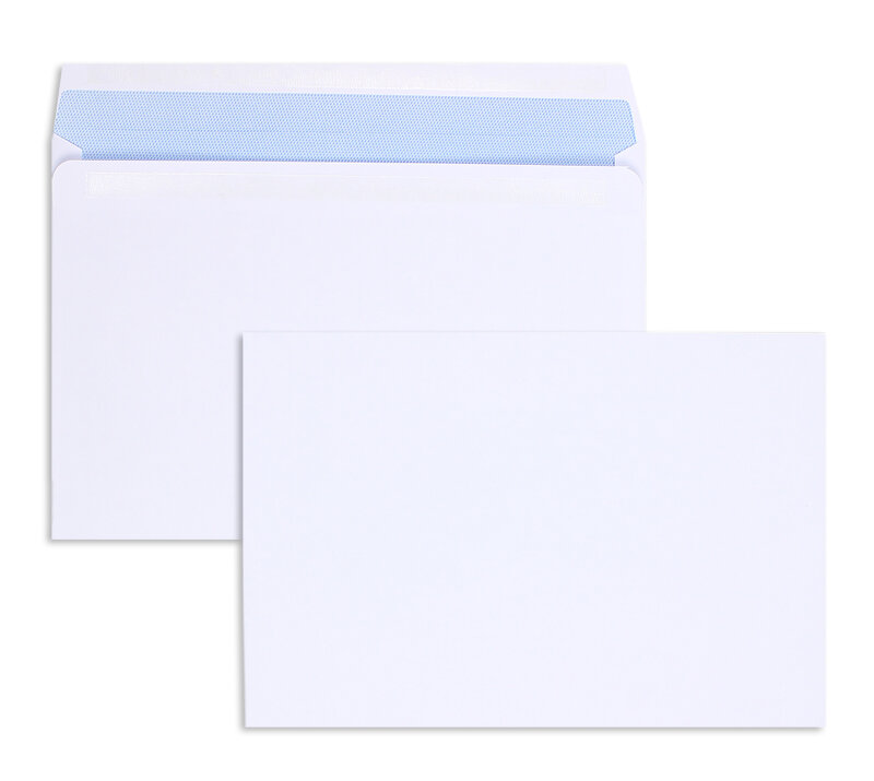 enveloppes blanc 162 x 238 mm | 90 g/m² offset | sans fenêtre | fermeture autocollante | rabat droit | 500 pièces