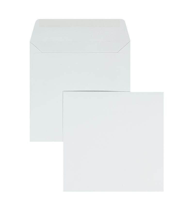 enveloppes blanc 205 x 205 mm | 100 g/m² offset | sans fenêtre | fermeture gommée | rabat droit | 100 pièces