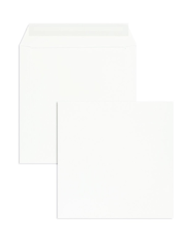 enveloppes blanc 215 x 215 mm | 120 g/m² offset | sans fenêtre | fermeture adhésive | rabat droit | 100 pièces