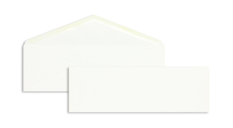 enveloppes blanc 75 x 231 mm | 90 g/m² offset | sans fenêtre | fermeture gommée | rabat pointu | 100 pièces