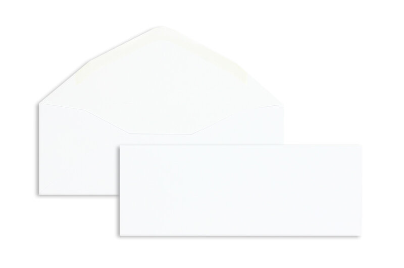 enveloppes blanc 80 x 215 mm | 90 g/m² offset | sans fenêtre | fermeture gommée | rabat pointu | 100 pièces