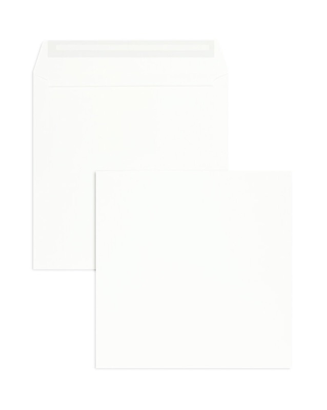 enveloppes blanc (blanc d'hiver) 240 x 240 mm | 120 g/m² offset | sans fenêtre | fermeture adhésive | rabat droit | 100 pièces