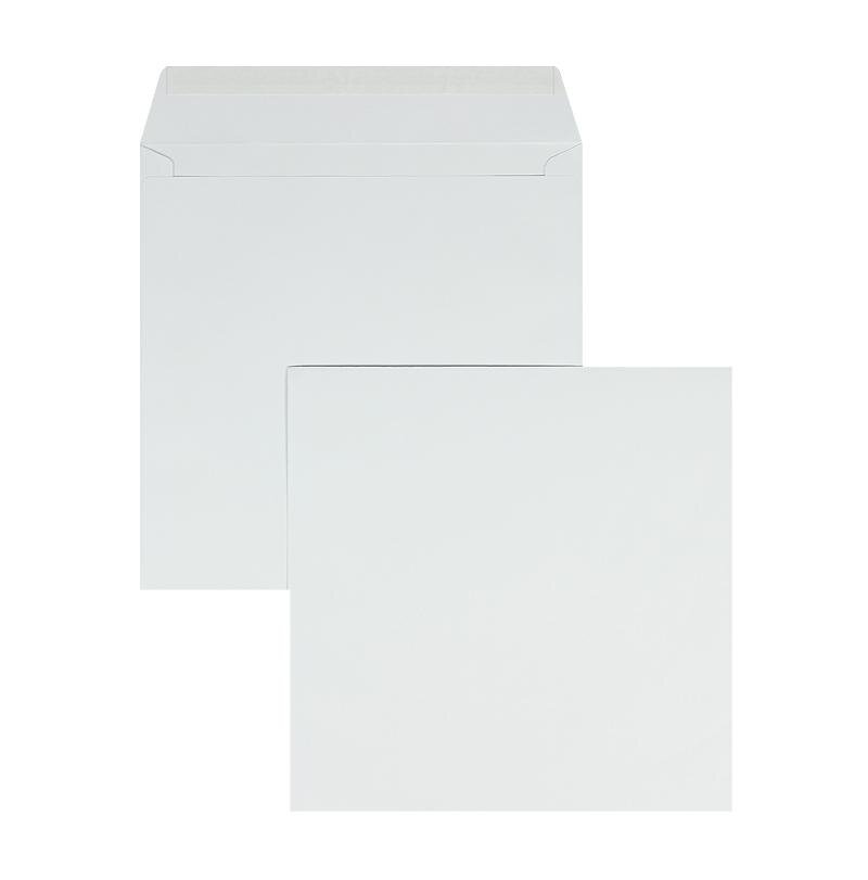 enveloppes blanc (blanc d'hiver) 270 x 270 mm | 120 g/m² offset | sans fenêtre | fermeture adhésive | rabat droit | 250 pièces