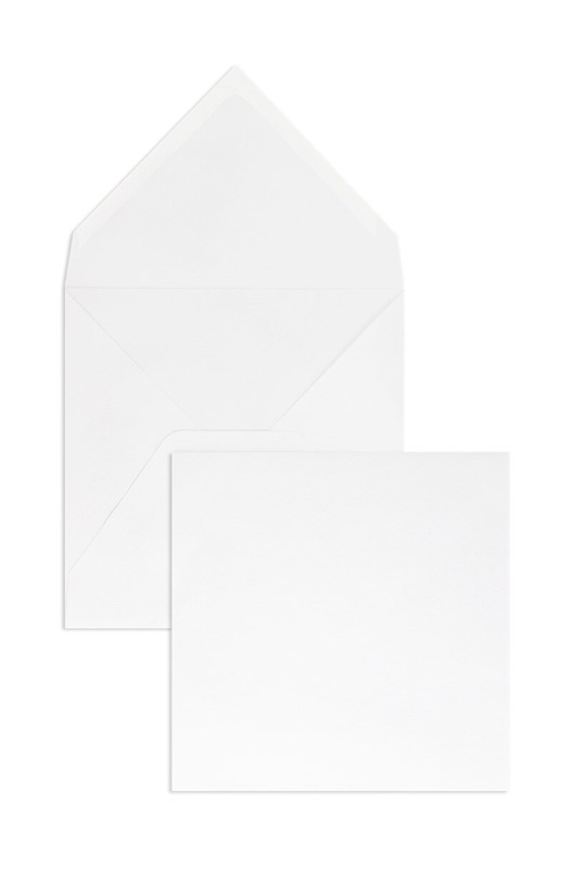 enveloppes blanc (blanc naturel) 225 x 225 mm | 135 g/m² côtelé | sans fenêtre | fermeture gommée | rabat pointu | 100 pièces