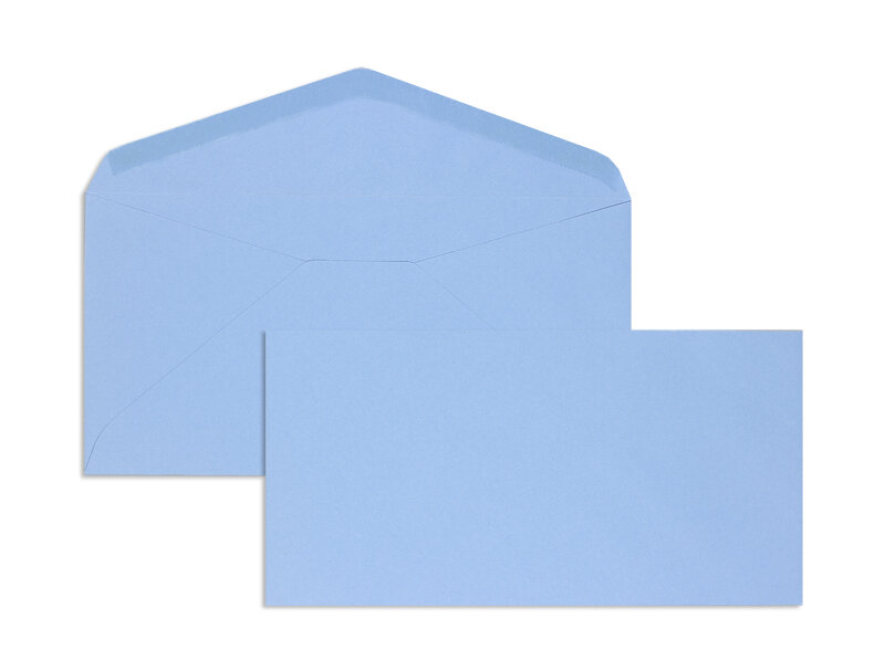 enveloppes colorées bleu (lavande) 120 x 235 mm | 110 g/qm offset | sans fenêtre | fermeture gommée | rabat pointu | 100 pièces