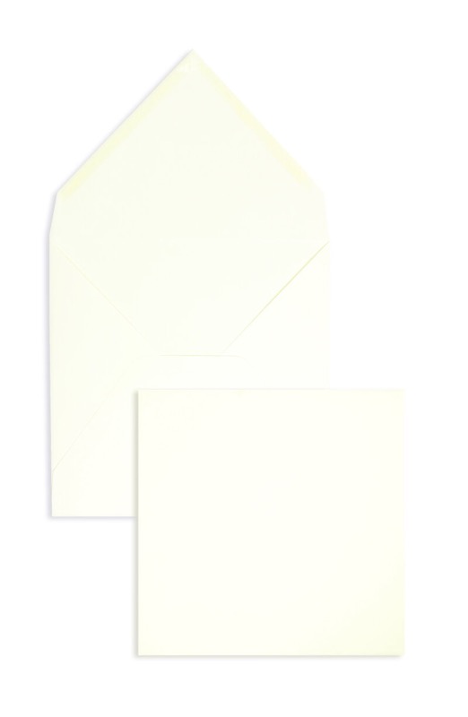 enveloppes colorées crème 225 x 225 mm | 120 g/m² velin | sans fenêtre | fermeture gommée | rabat pointu | 100 pièces