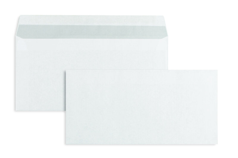 enveloppes de réponse blanc 105 x 213 mm | 60 g/m² offset | sans fenêtre | fermeture gommée | rabat droit | 1250 pièces