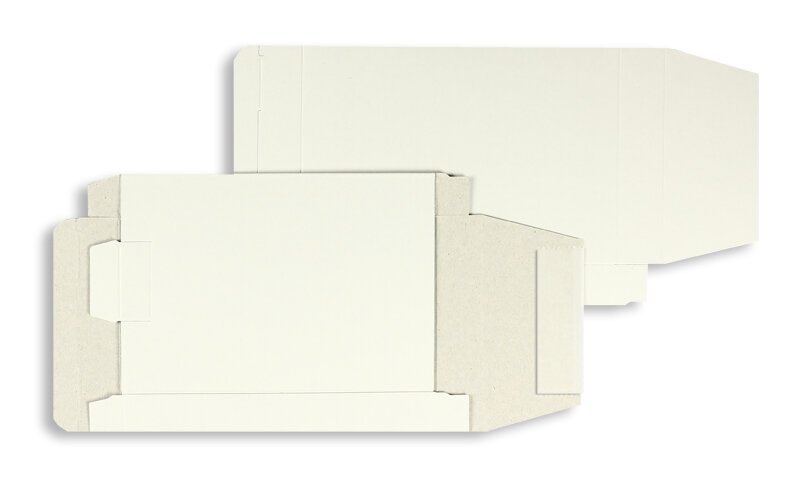 boîtes blanc 110 x 160 x 22 mm | 450 g/qm carton | sans fenêtre | fermeture adhésive | rabat droit | 25 pièces