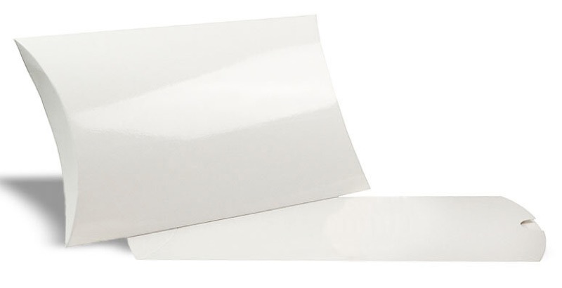 boîtes cadeau oreiller blanc 114 x 162 x 35 mm (din c6) | 350 g/qm carton compact brillant | sans fenêtre | fermeture adhésive | rabat droit | 25 pièces