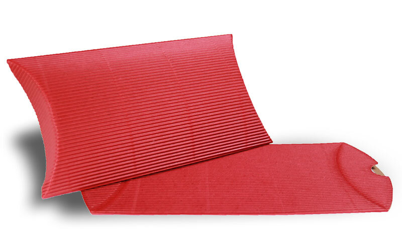 boîtes cadeau oreiller colorées rouge 81 x 113 x 30 mm (din c7) | 240 g/qm carton ondulé | sans fenêtre | fermeture adhésive | rabat droit | 25 pièces