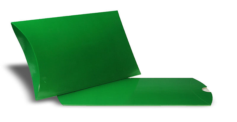 boîtes cadeau oreiller colorées vert 81 x 113 x 35 mm (din c7) | 350 g/qm carton compact brillant | sans fenêtre | fermeture adhésive | rabat droit | 25 pièces