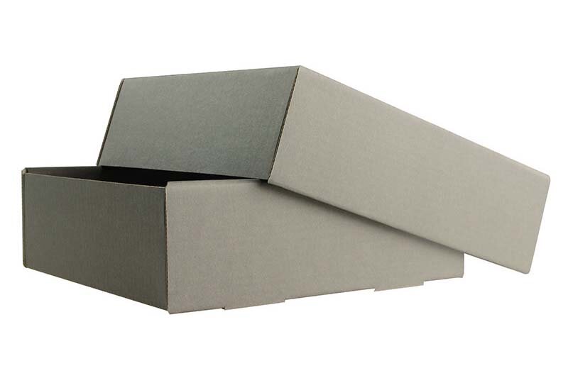boîtes pliantes télestopiques colorées gris (gris foncé) 160 x 155 x 50 mm | carton ondulé | sans fenêtre | pas de fermeture | pas de rabat | 20 pièces