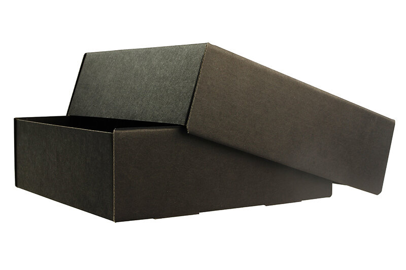 boîtes pliantes télestopiques colorées noir 160 x 155 x 50 mm | carton ondulé | sans fenêtre | pas de fermeture | pas de rabat | 20 pièces