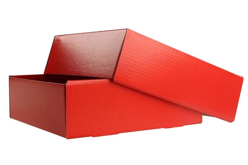 boîtes pliantes télestopiques colorées rouge 160 x 155 x 50 mm | carton ondulé | sans fenêtre | pas de fermeture | pas de rabat | 20 pièces