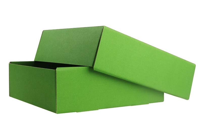 boîtes pliantes télestopiques colorées vert 160 x 155 x 50 mm | carton ondulé | sans fenêtre | pas de fermeture | pas de rabat | 20 pièces