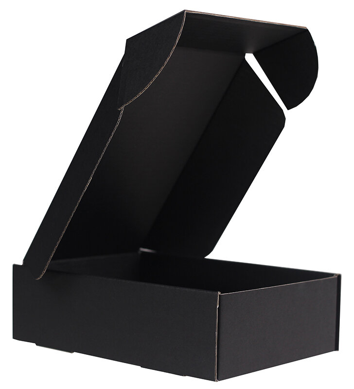 cartons pliants colorées noir 155 x 105 x 45 mm | carton ondulé | sans fenêtre | fermeture à patte rentrante | pas de rabat | 35 pièces