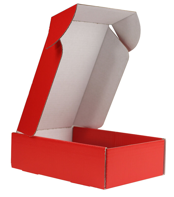 cartons pliants colorées rouge 155 x 105 x 45 mm | carton ondulé | sans fenêtre | fermeture à patte rentrante | pas de rabat | 35 pièces