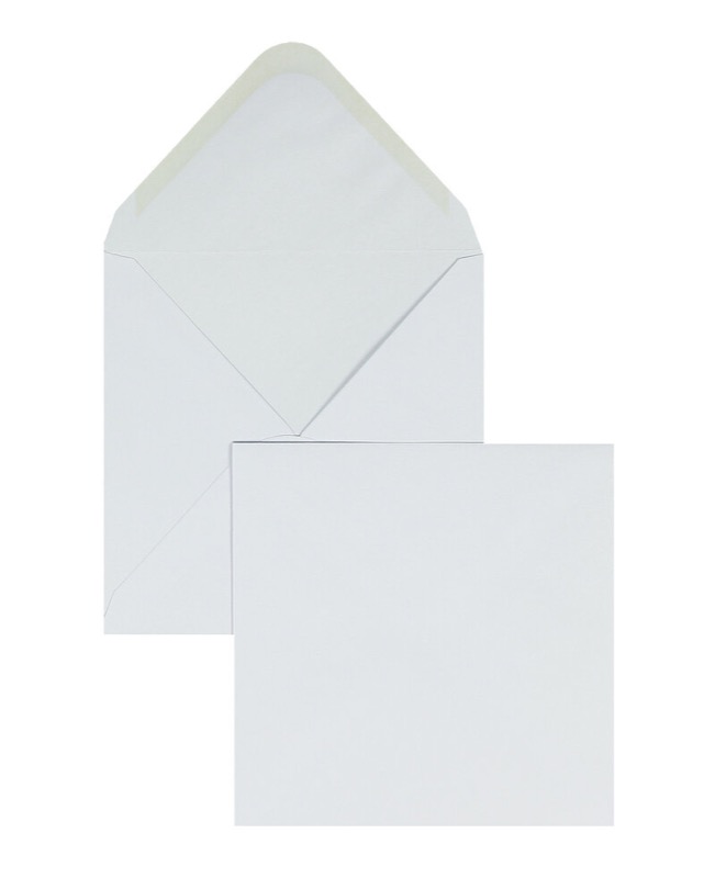 enveloppes blanc 111 x 111 mm | 90 g/m² offset | sans fenêtre | fermeture gommée | rabat pointu | 100 pièces