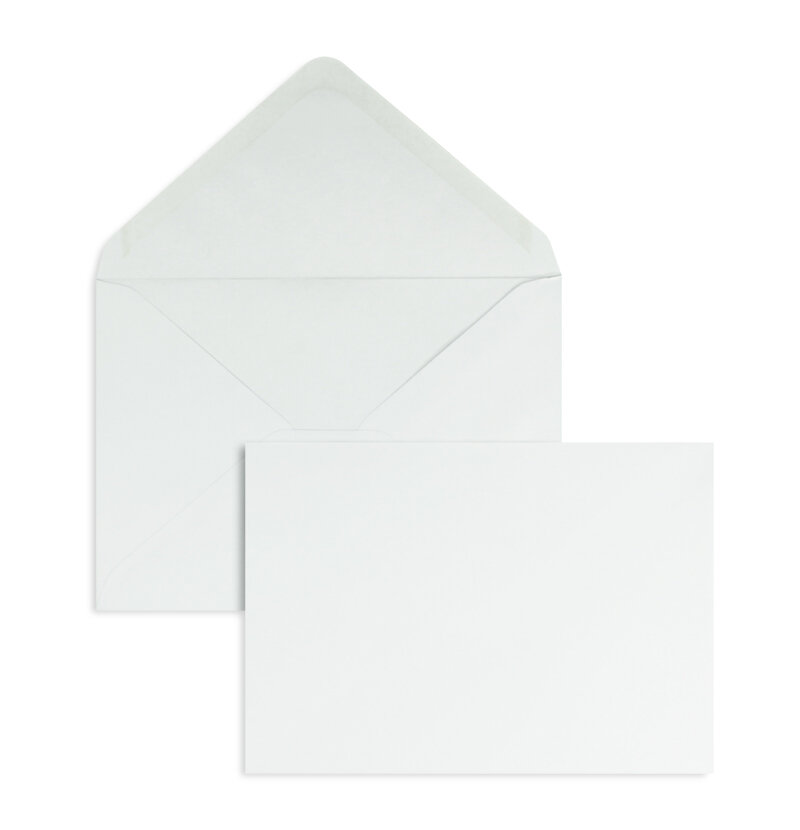 enveloppes blanc 121 x 171 mm | 90 g/m² offset | sans fenêtre | fermeture gommée | rabat pointu | 500 pièces