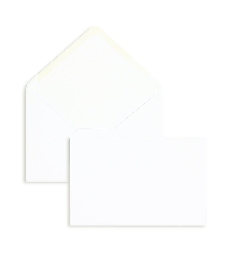 enveloppes blanc 121 x 184 mm | 90 g/m² offset | sans fenêtre | fermeture gommée | rabat pointu | 100 pièces