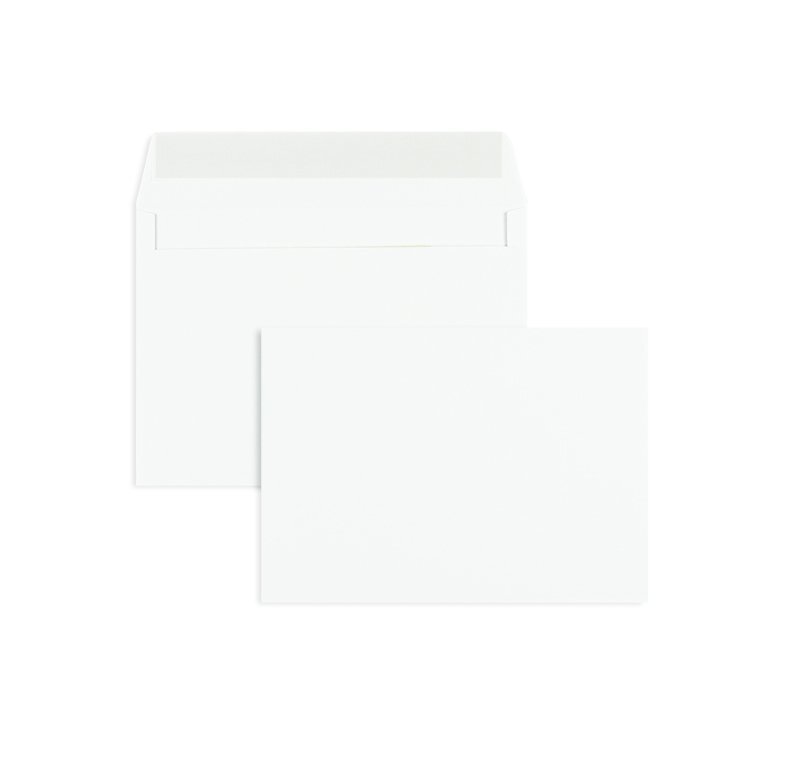 enveloppes blanc 124 x 175 mm | 100 g/qm offset | sans fenêtre | fermeture gommée | rabat droit | 825 pièces