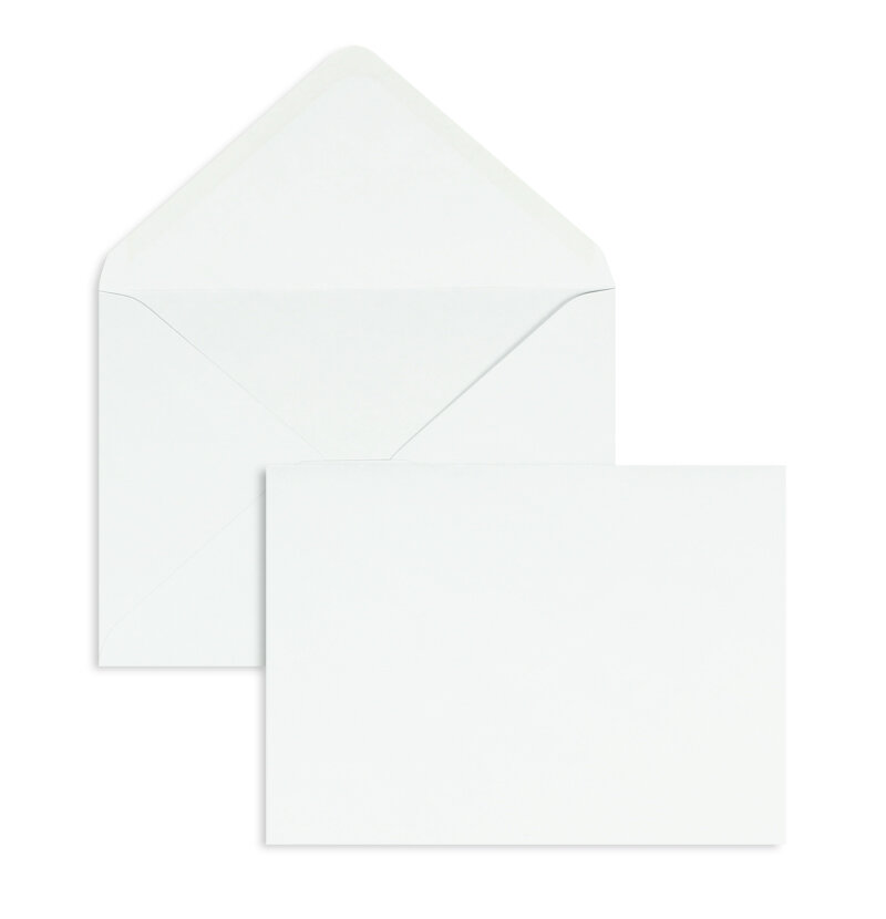 enveloppes blanc 133 x 185 mm | 100 g/m² offset | sans fenêtre | fermeture gommée | rabat pointu | 1000 pièces