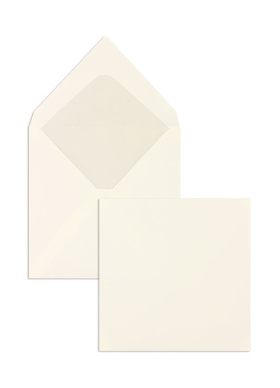 enveloppes blanc 146 x 146 mm | 110 g/m² opaline | sans fenêtre | fermeture gommée | rabat pointu | 100 pièces