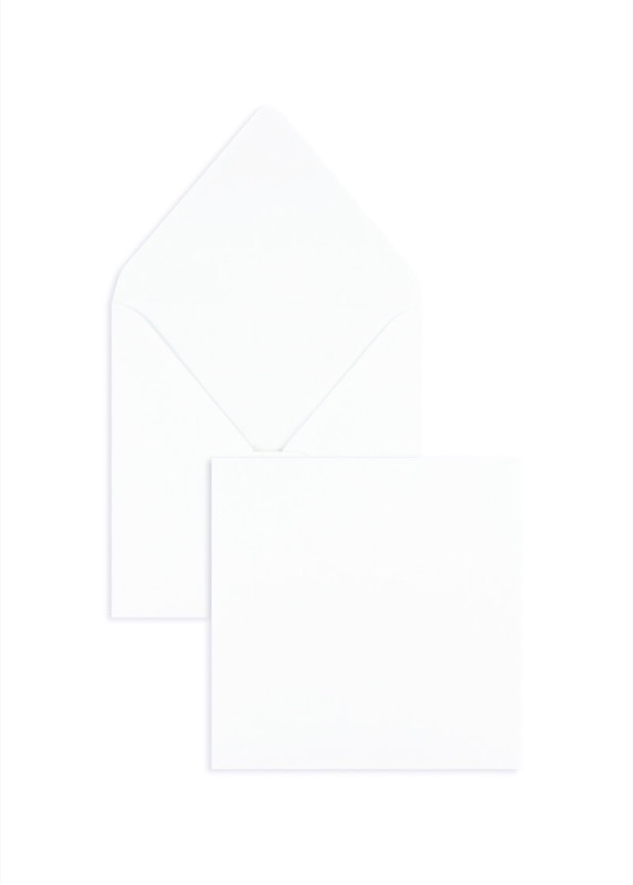 enveloppes blanc 150 x 150 mm | 120 g/qm offset | sans fenêtre | fermeture gommée | rabat pointu | 100 pièces