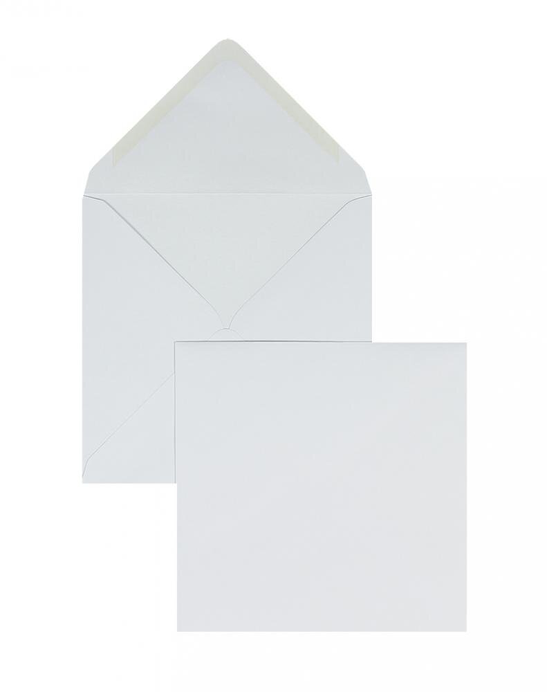 enveloppes blanc 159 x 159 mm | 100 g/m² offset | sans fenêtre | fermeture gommée | rabat pointu | 100 pièces
