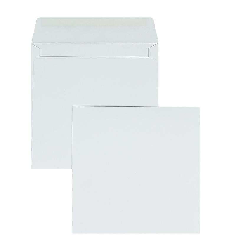 enveloppes blanc 195 x 195 mm | 100 g/m² offset | sans fenêtre | fermeture gommée | rabat droit | 100 pièces