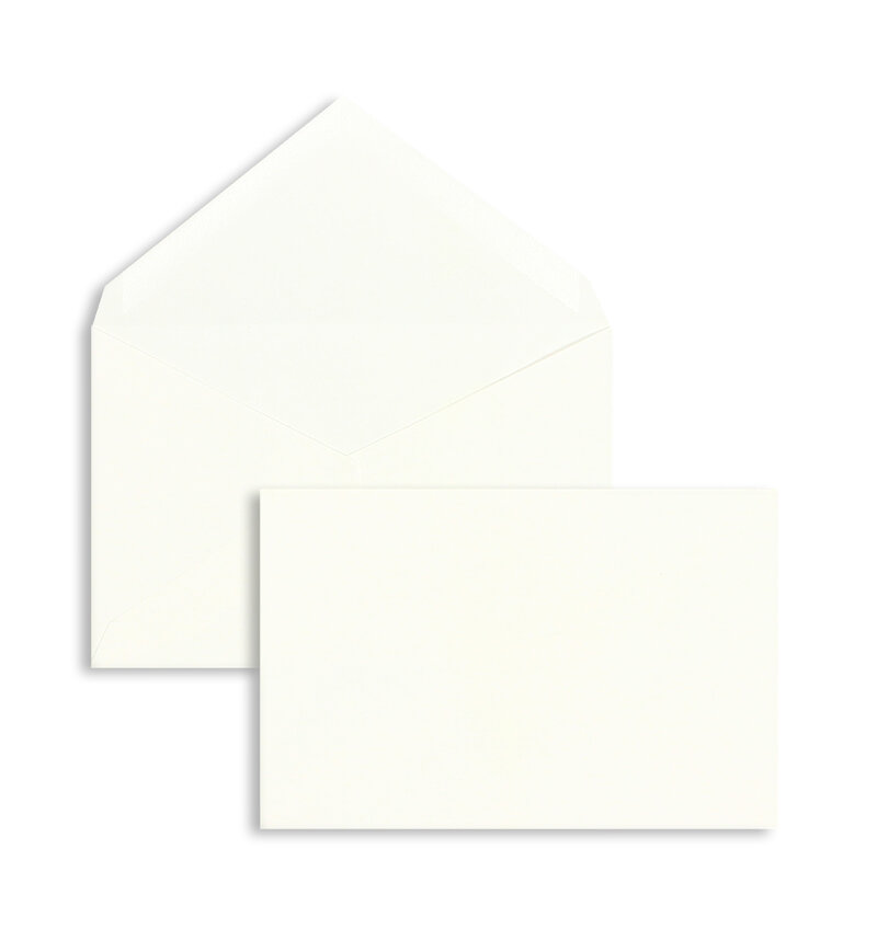 enveloppes blanc 87 x 132 mm | 100 g/m² moyen lisse | sans fenêtre | fermeture gommée | rabat pointu | 100 pièces