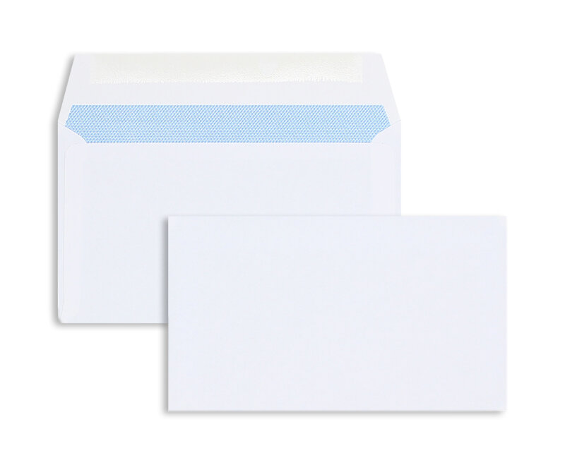 enveloppes blanc 89 x 152 mm | 80 g/m² offset | sans fenêtre | fermeture gommée | rabat droit | 1000 pièces