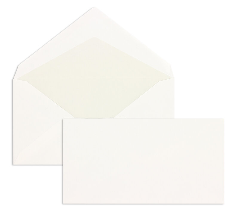 enveloppes blanc 96 x 181 mm | 100 g/m² offset | sans fenêtre | fermeture gommée | rabat pointu | 500 pièces
