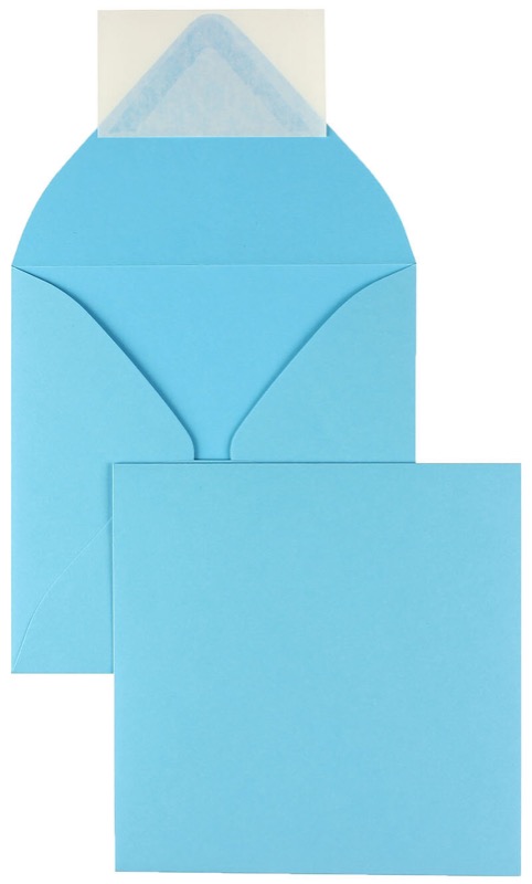 enveloppes colorées bleu (bleu clair) 150 x 150 mm | 130 g/qm colorista | sans fenêtre | fermeture adhésive | rabat pointu | 100 pièces