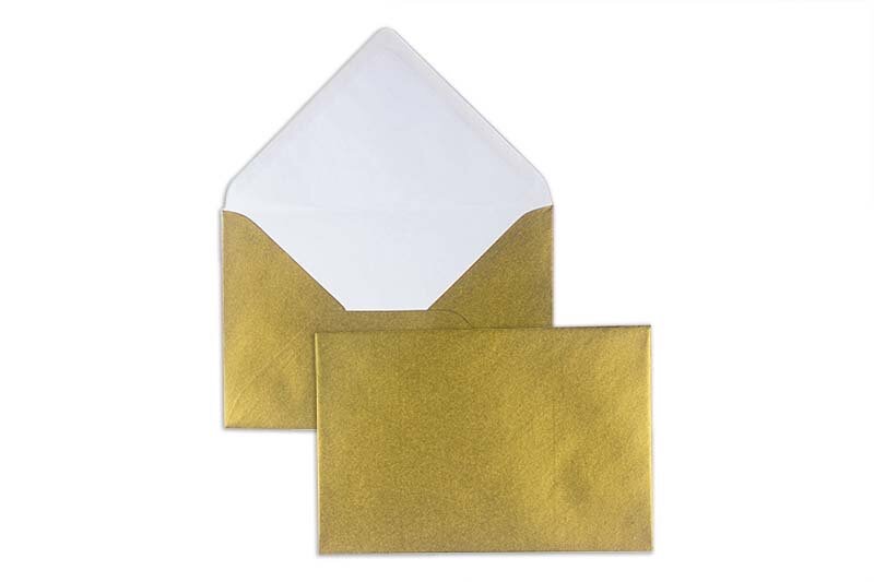 enveloppes colorées doré 120 x 178 mm | 90 g/m² offset | sans fenêtre | fermeture gommée | rabat pointu | 100 pièces