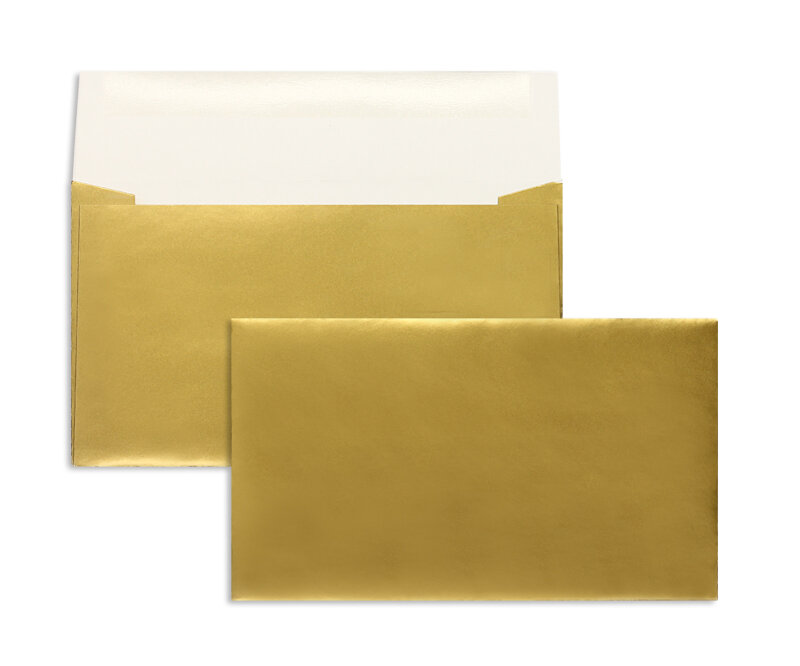 enveloppes colorées doré 80 x 138 mm | 90 g/m² offset | sans fenêtre | fermeture gommée | rabat droit | 100 pièces