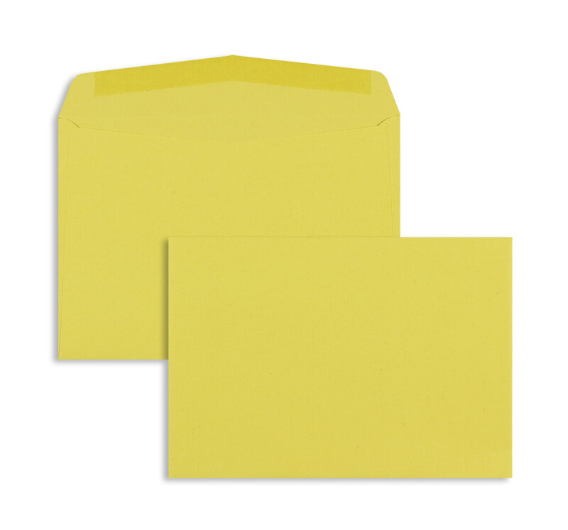 enveloppes colorées jaune (jaune intense) 120 x 176 mm | 80 g/m² recycling | sans fenêtre | fermeture gommée | rabat arrondi | 1000 pièces