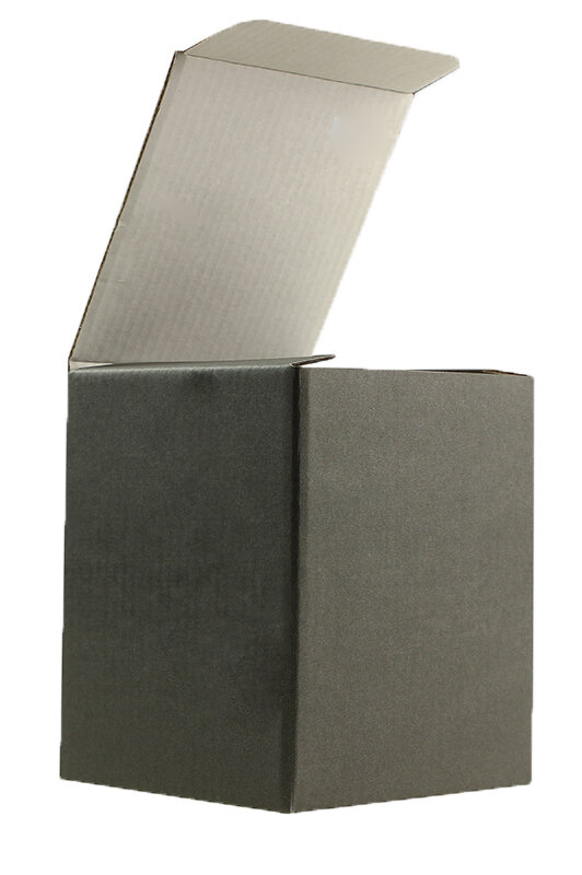 cartons pliants colorées gris (gris foncé) 86 x 86 x 105 mm | carton ondulé | sans fenêtre | fermeture à patte rentrante | pas de rabat | 50 pièces