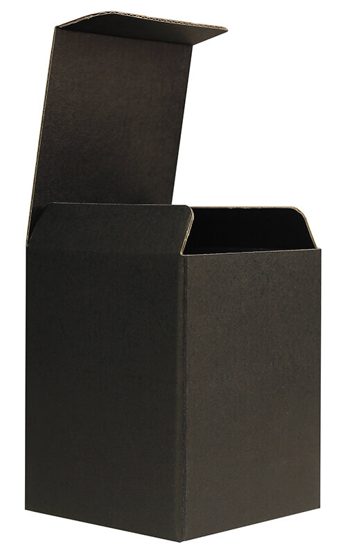 cartons pliants colorées noir 86 x 86 x 105 mm | carton ondulé | sans fenêtre | fermeture à patte rentrante | pas de rabat | 50 pièces