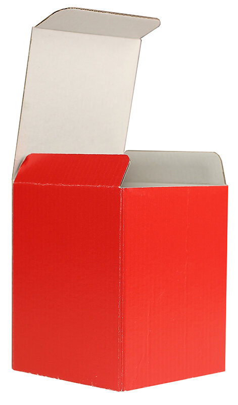 cartons pliants colorées rouge 86 x 86 x 105 mm | carton ondulé | sans fenêtre | fermeture à patte rentrante | pas de rabat | 50 pièces