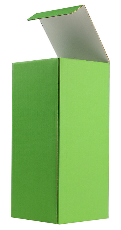 cartons pliants colorées vert 110 x 110 x 260 mm | carton ondulé | sans fenêtre | fermeture à patte rentrante | pas de rabat | 25 pièces