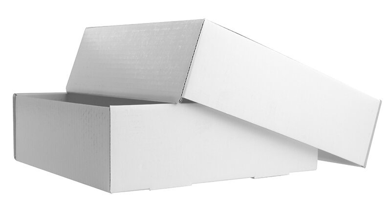 boîtes pliantes télestopiques blanc 500 x 395 x 140 mm | carton ondulé | sans fenêtre | pas de fermeture | pas de rabat | 50 pièces