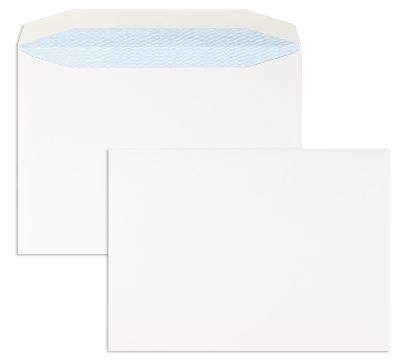 enveloppe de mise sous pli blanc 240 x 330 mm | 100 g/m² offset | sans fenêtre | fermeture gommée | rabat trapézoïdal | 250 pièces